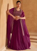 Premium Chinnon Silk Magenta Party Wear Hand Work Readymade Lehenga Choli